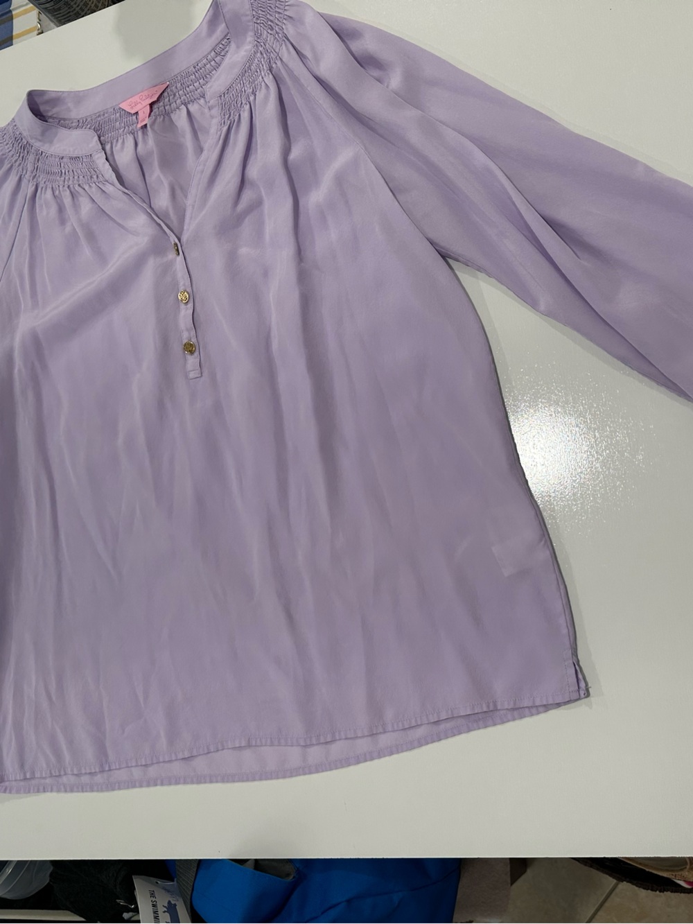 Lilly Pulitzer Lavender Peasant Blouse - Long Sleeve Women's Top